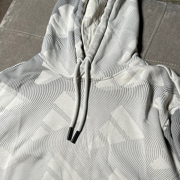 Adidas Cream Gray Hoodie Sweatshirt - Picture 6 of 7
